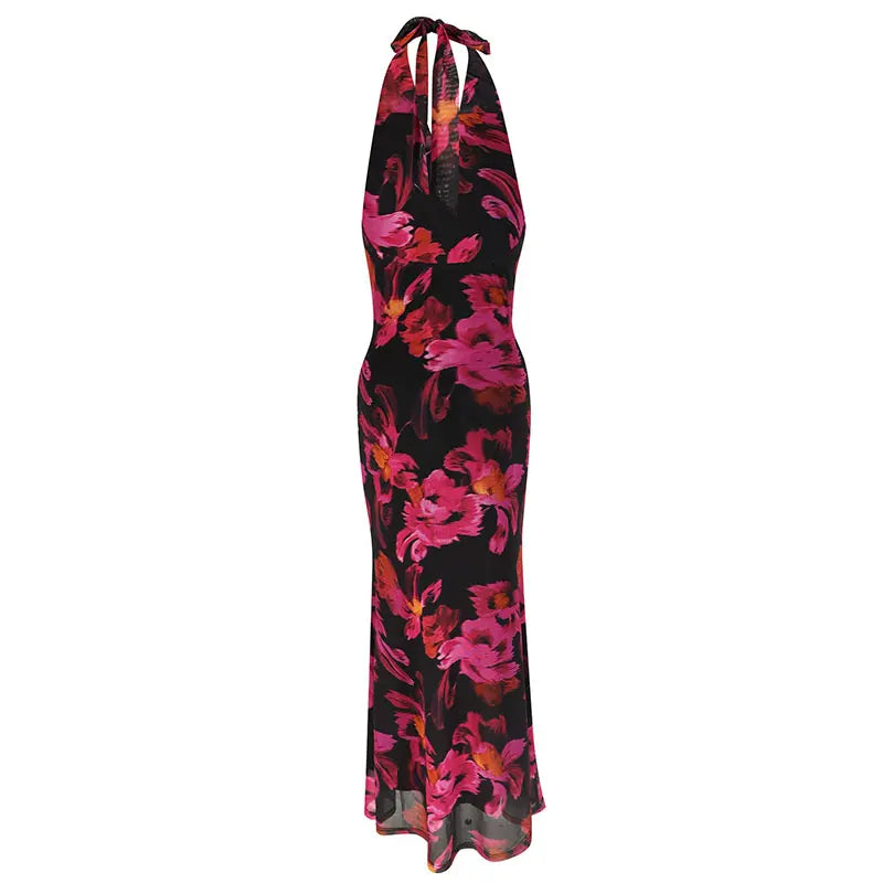 New Print Sleeveless Lady Elegant Mesh Dresses