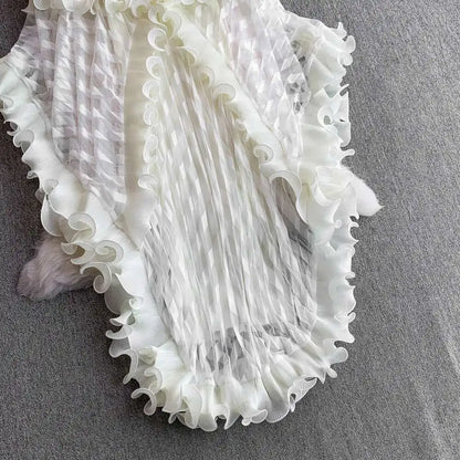 American Style V-neck Irregular Hem Design Dresses 22D1845