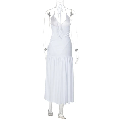 Elegant Halter Bodysuits Tie Up Maxi Skirts Matching Outfits