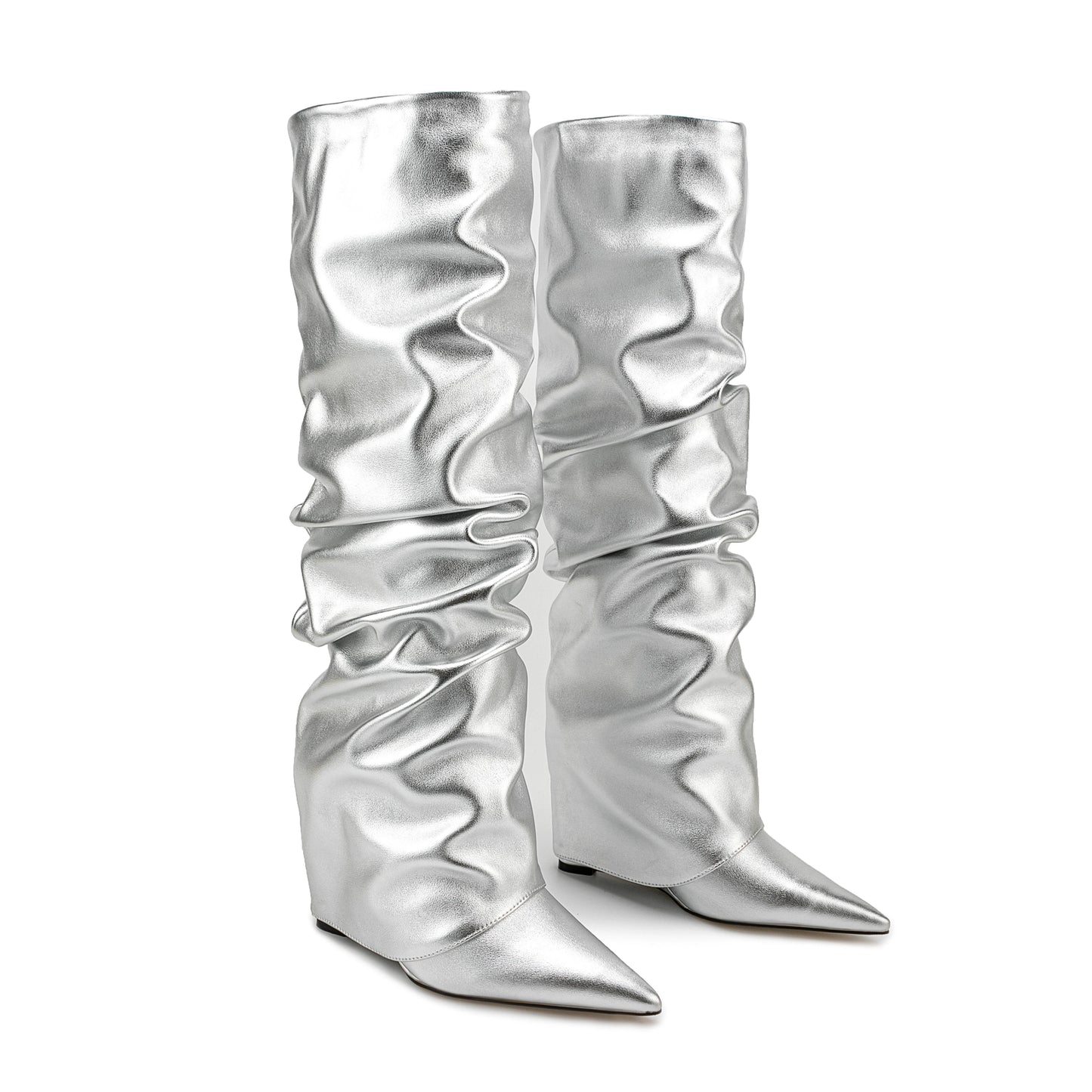 Katia Metallic Slip-on High Heel Boots 45