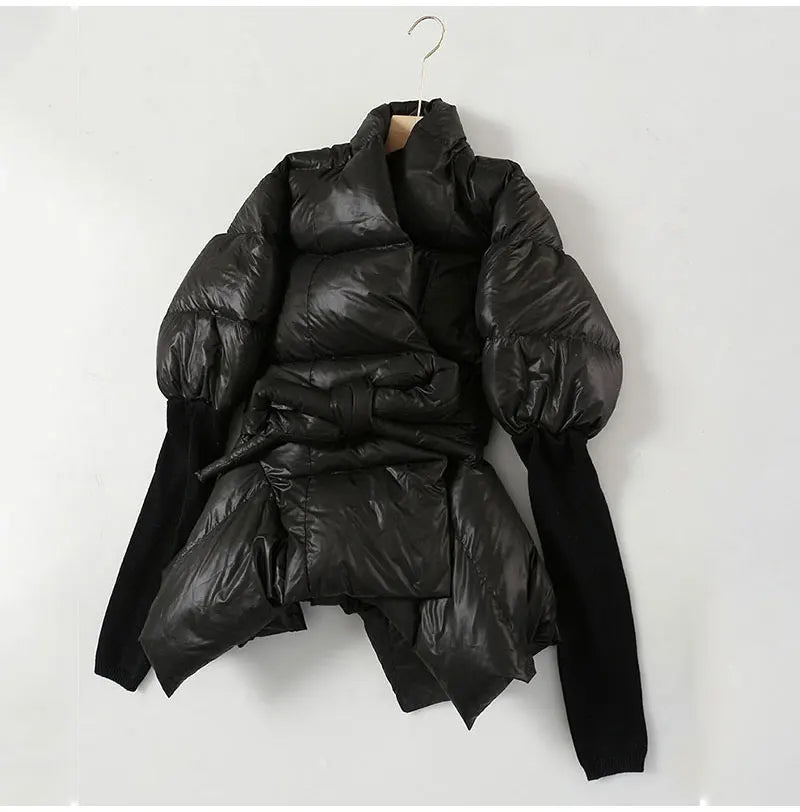 Celebrity High Quality Belt Thickened Bubble Coat