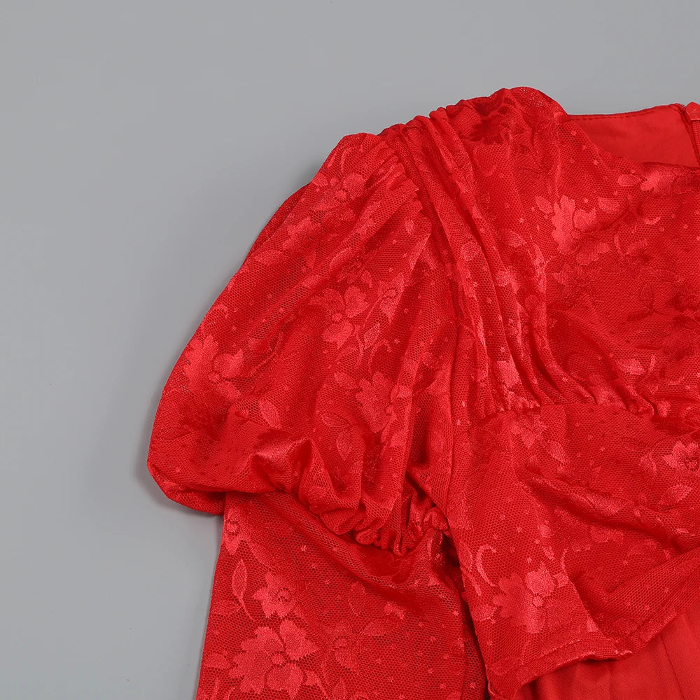 High Quality Lace Draped Bodycon Mini Dress + Gloves