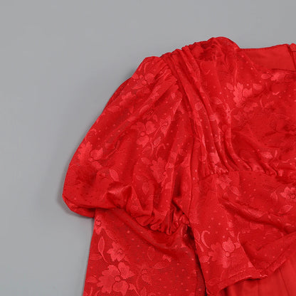 High Quality Lace Draped Bodycon Mini Dress + Gloves