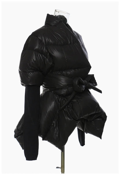 Cotton-padded Coat Lapel Loose Zipper Solid Color Coats