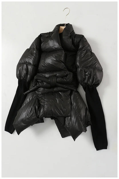 Cotton-padded Coat Lapel Loose Zipper Solid Color Coats