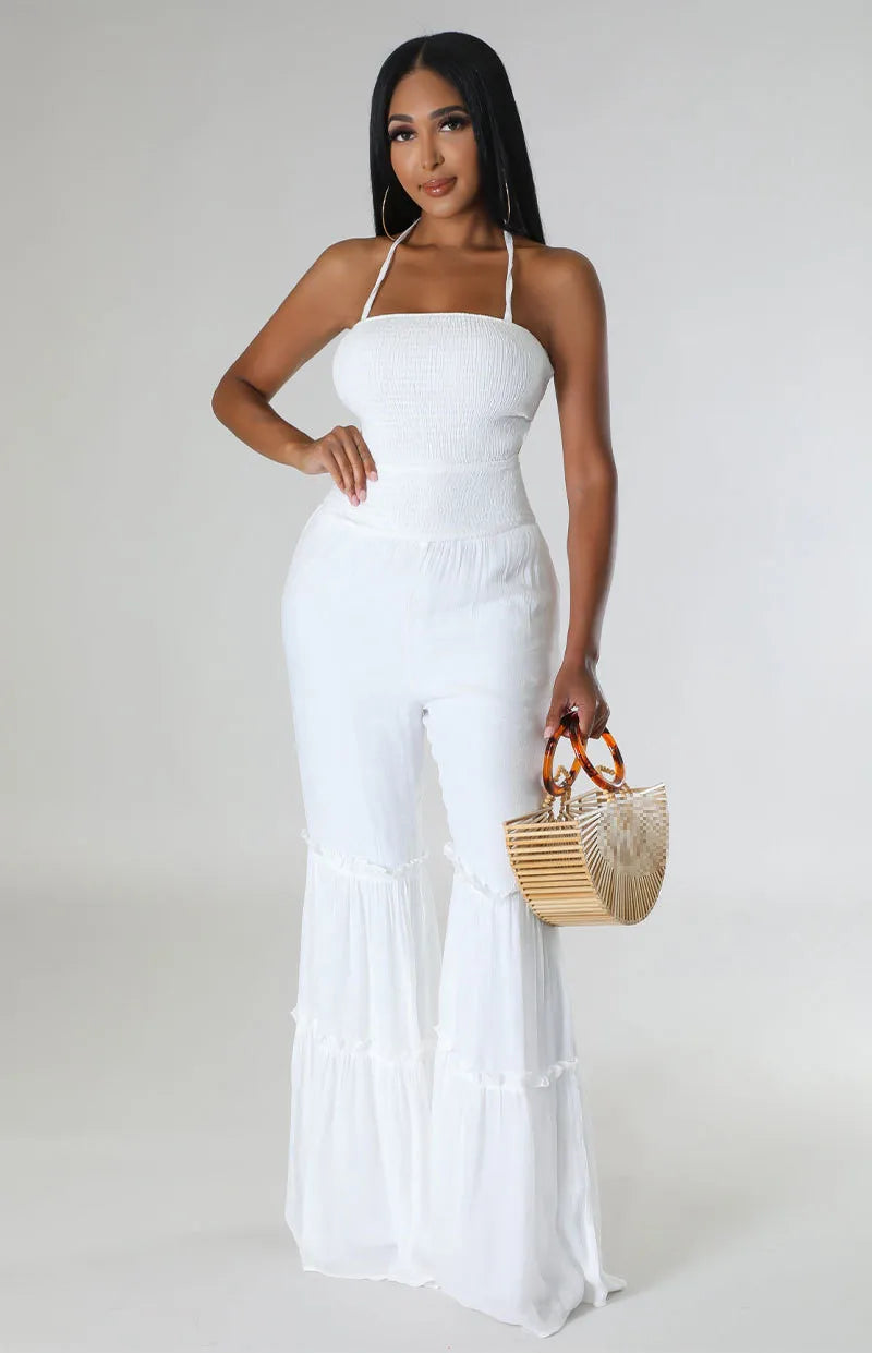 Comfortable Stretchy Mid Waistline Wideleg Jumpsuits
