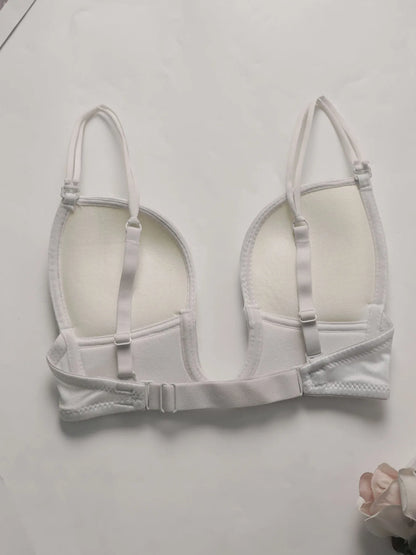 Deep U-shaped bra without steel ring gathered push up straps adjustable comfortable and breathable bra U03