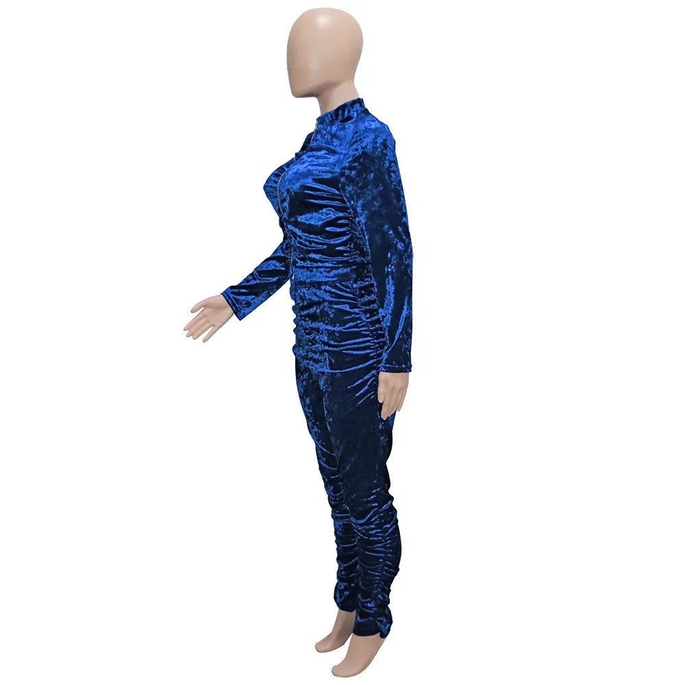 New Winter Fashion Zipper Tops + Slim Pencil Pant Sets