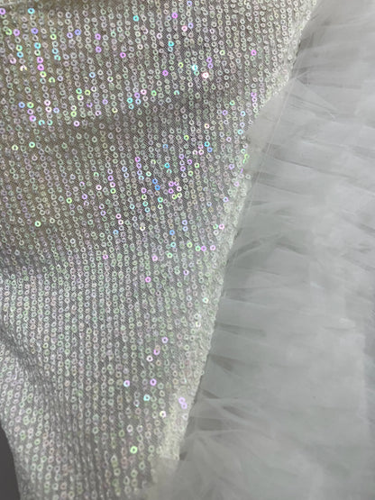 Shiny Sequins Top + Short Skirt Celebrate Evening Prom Birthday Party Dress Nightclub Stage Outfit