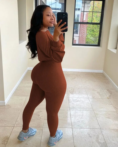 Winter Solid Lucky Label Letter Embroidery Two Piece Sets Women Sweatshirt+Leggings Casual Sporty Tracksuits Female