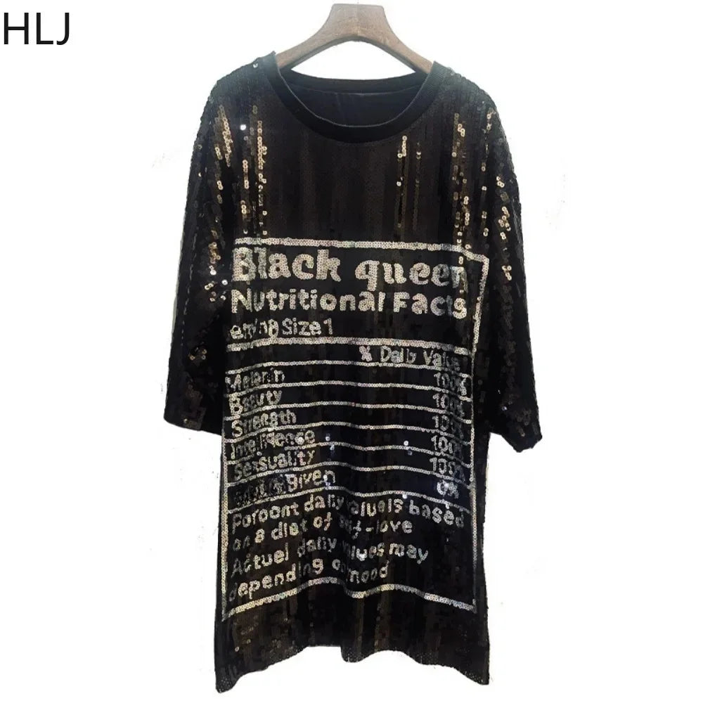 Nubi New Sequin Letter Print Tshirts