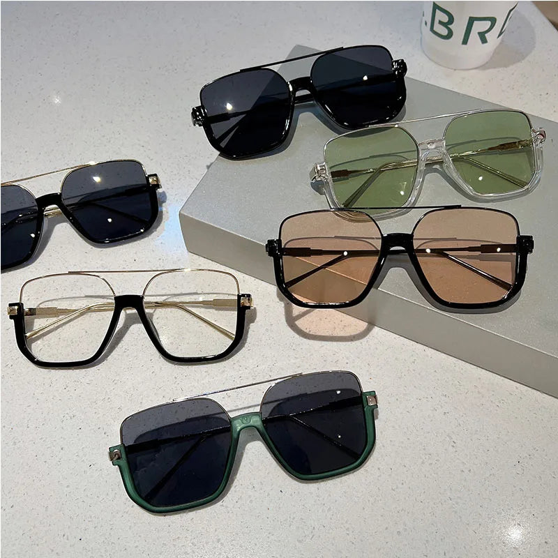 Oversized Square Design Uv400 Sunglasses