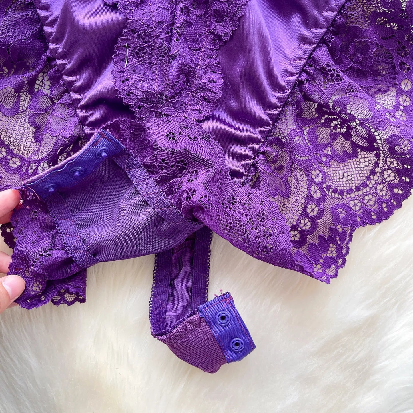 Satin Comfortable Strap Lace Spliced Sheer Lingerie