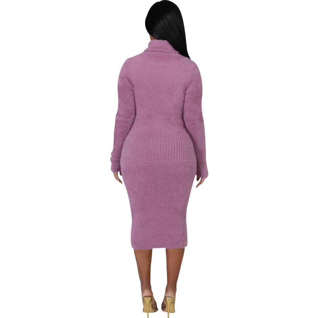 Solid color crew neck sweater dress JX5389