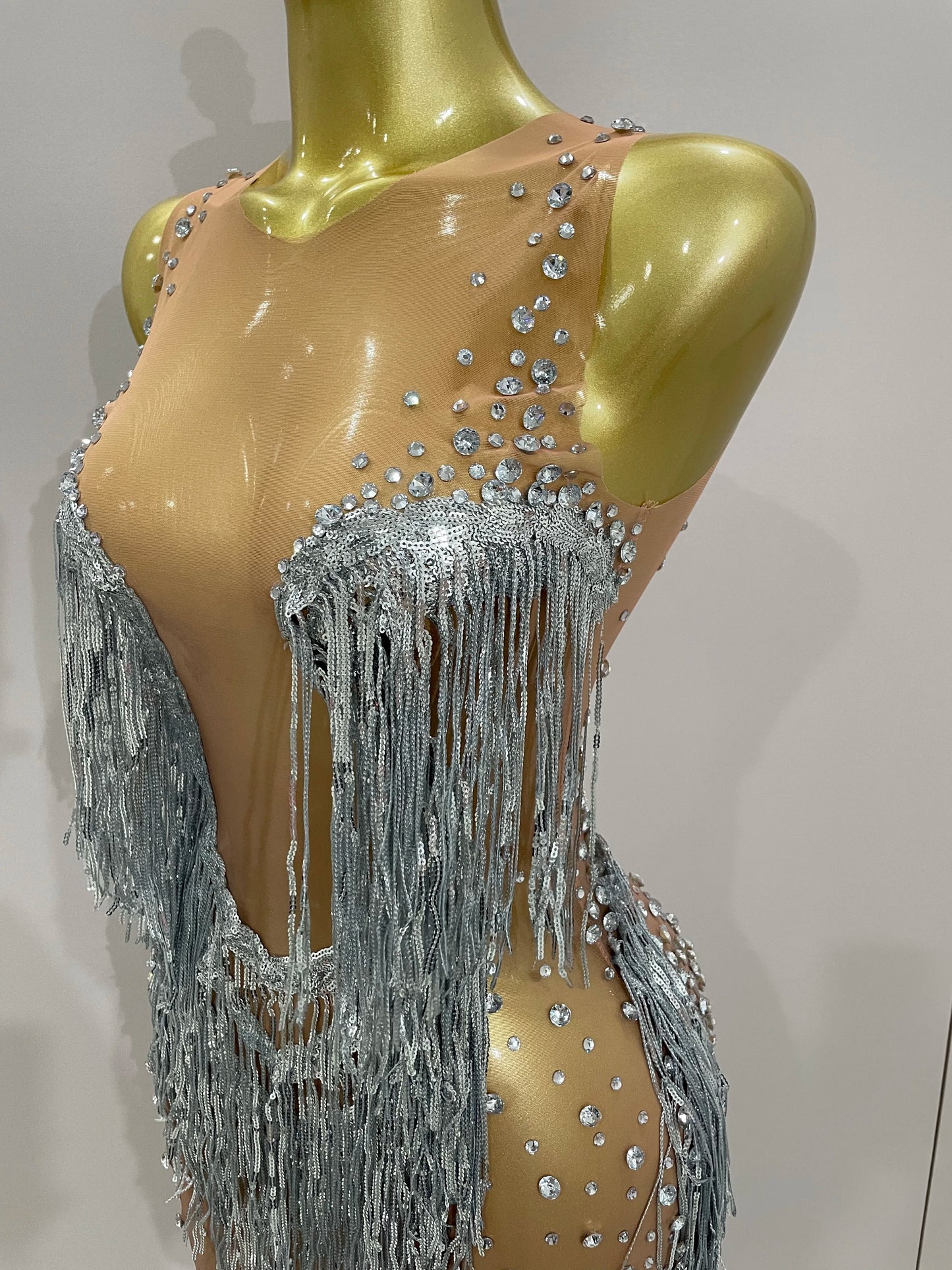 Luxury Sparkly Rhinestone Sequin Tassel Coat + Dress