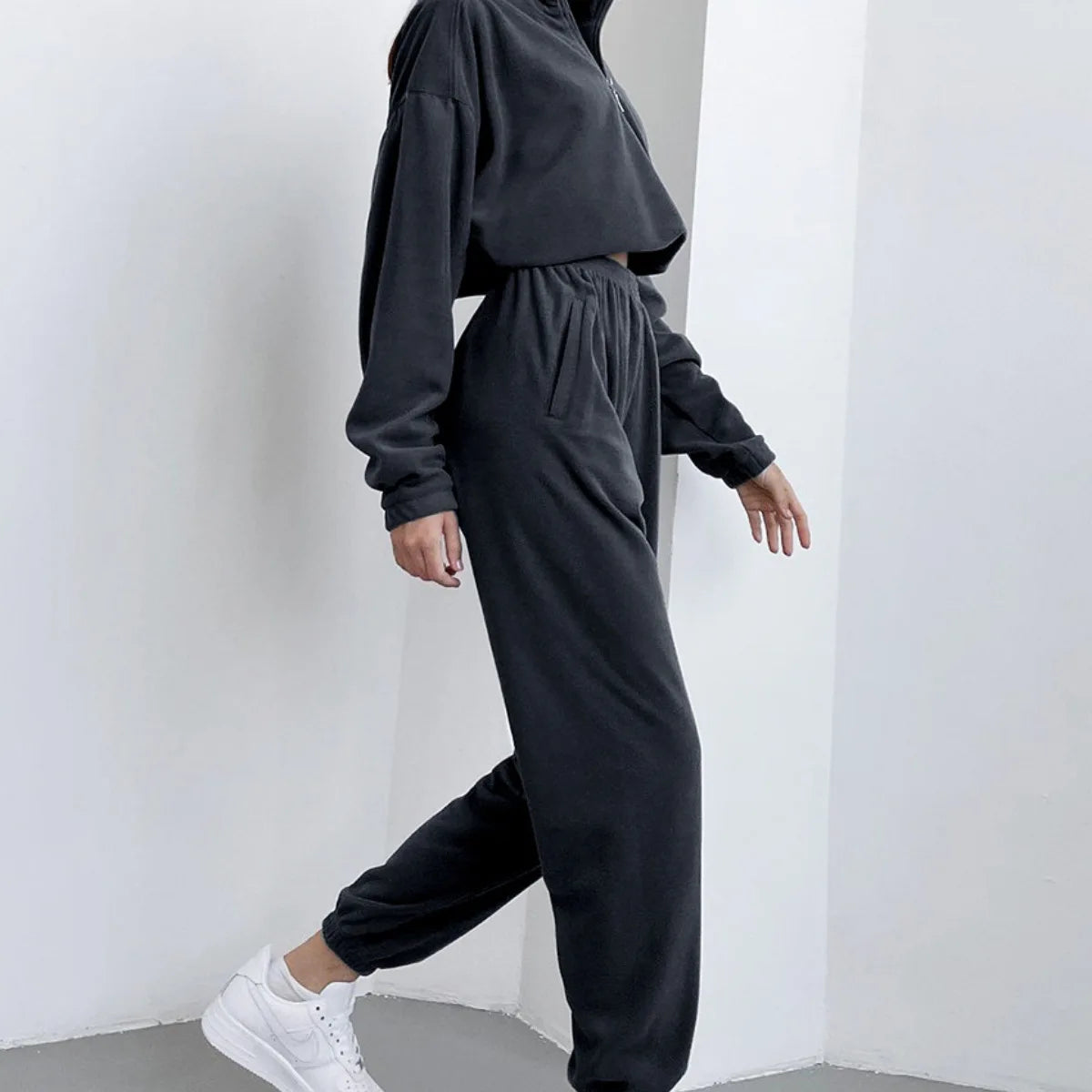 Chelsey Women Tracksuit Sports Zipper Tops Two Piece Sets