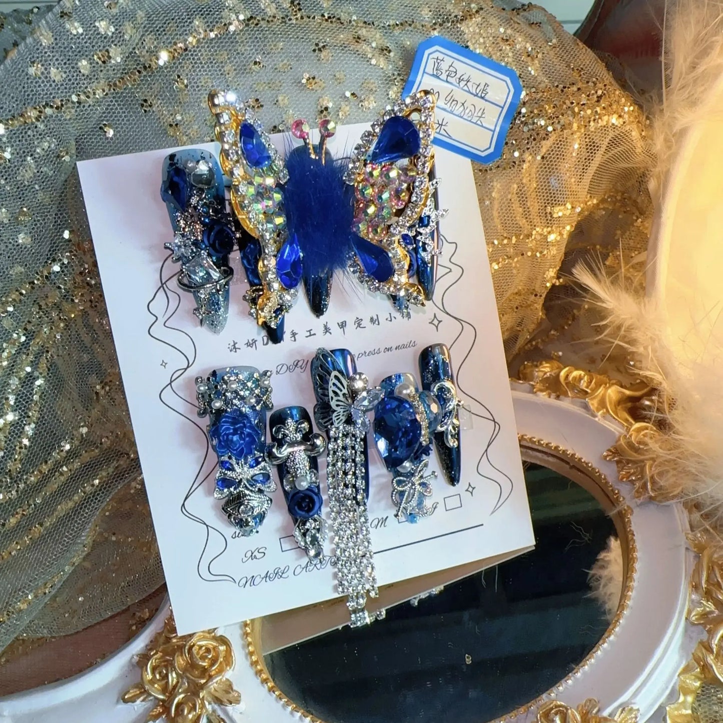 Fairy Diamond Butterfly Deep Royal Blue Glitter Easy To Apply