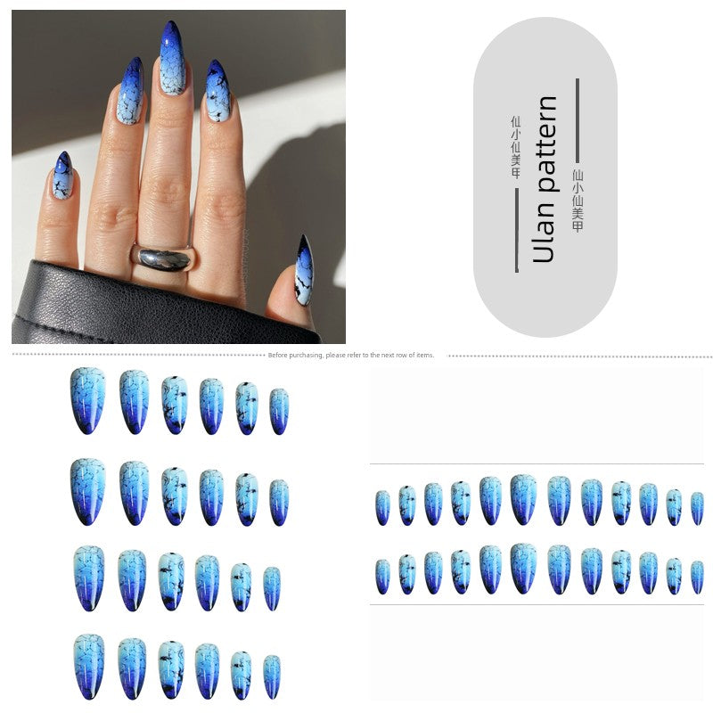 Classical Flower Oil Painting Wearing Armor Gilding Rose Nail Stickers Retro European American Style Artistic Finished Product Fake Nail Tip
