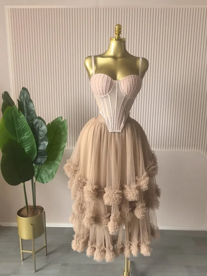 Spaghetti Strap Top and Pleated Skirt Dresses