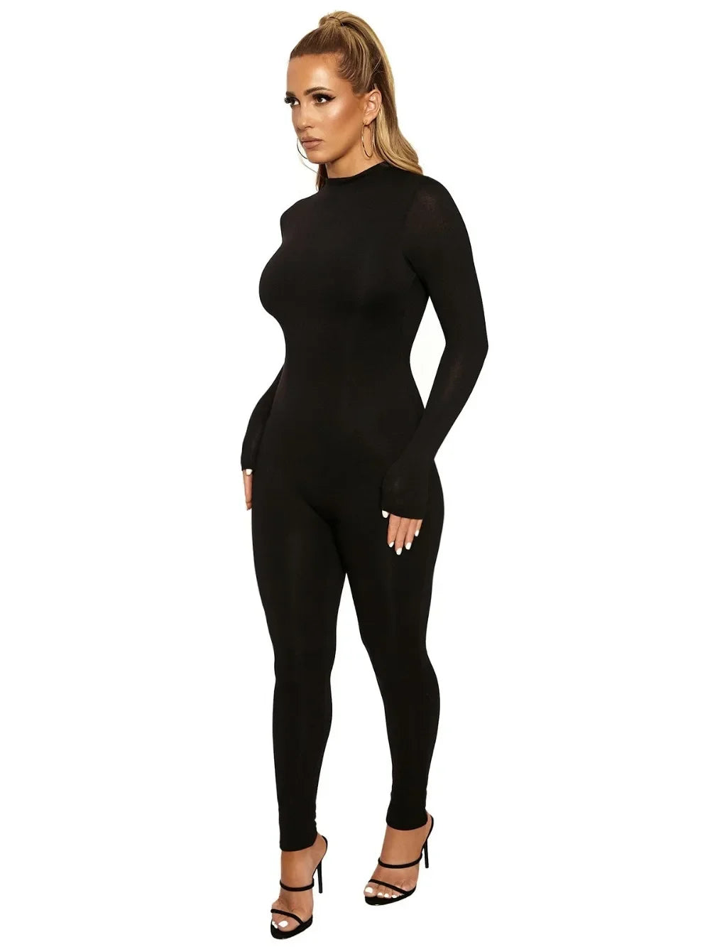 Long sleeve skiing jumpsuit women elastic hight outfit fashion fitness sportswear slim rompers streetwear