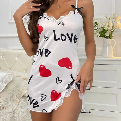 Lingerie Love Printed Halter Backless Mini Dress Nighties