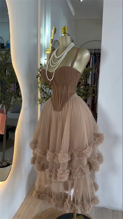 Spaghetti Strap Top and Pleated Skirt Dresses