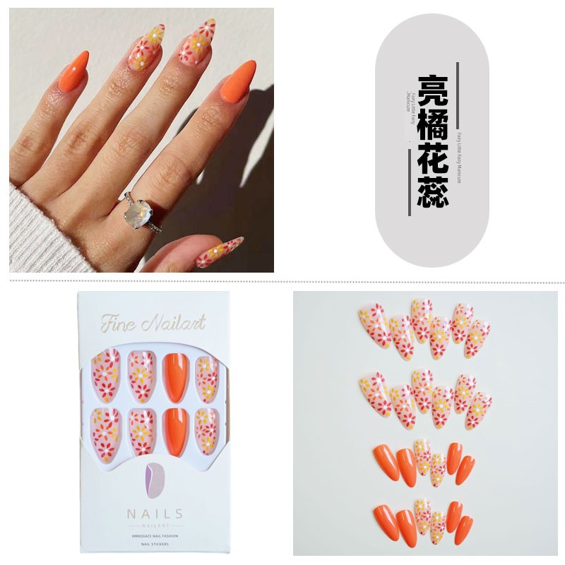 Classical Flower Oil Painting Wearing Armor Gilding Rose Nail Stickers Retro European American Style Artistic Finished Product Fake Nail Tip