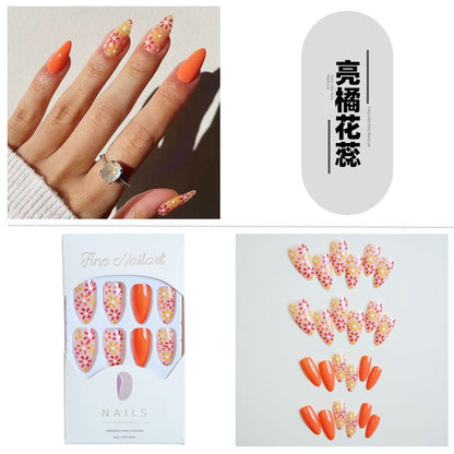 Classical Flower Oil Painting Wearing Armor Gilding Rose Nail Stickers Retro European American Style Artistic Finished Product Fake Nail Tip