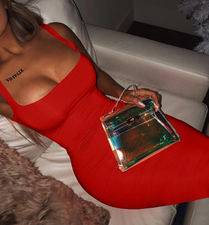 Tank Top Elastic Midi Dresses