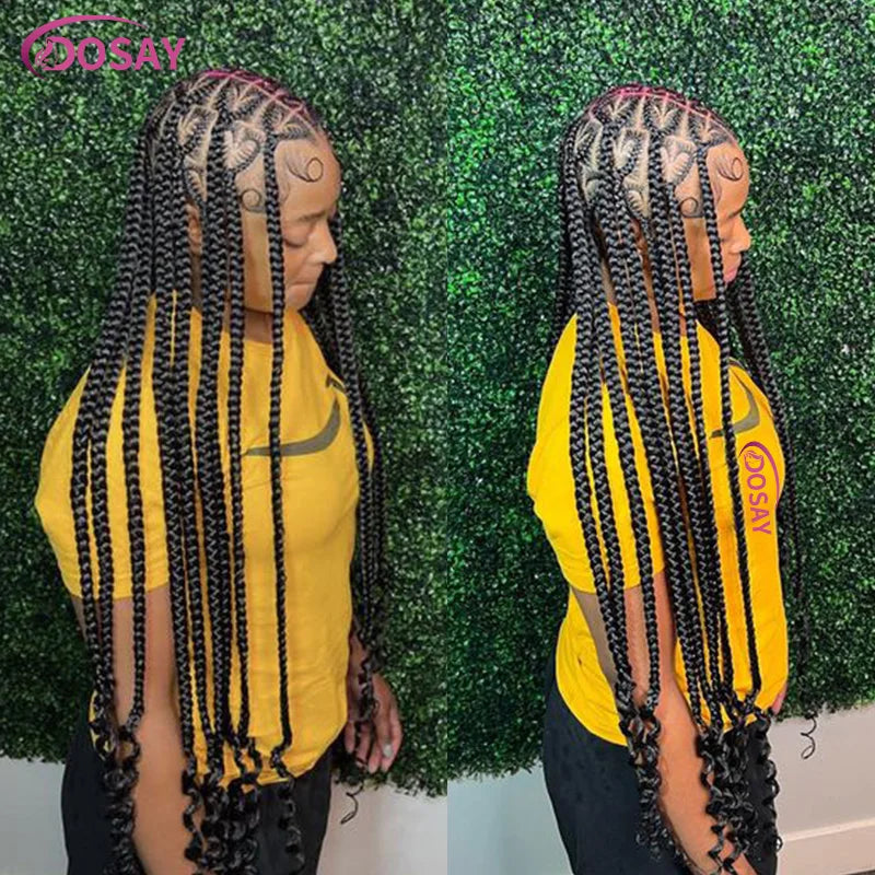 "On Sale"  Heart Box Braids Lace Wig 36 Inches Synthetic Lace Braided Wigs Cornrow Braids Lace Front Wigs For Black Women Clearance