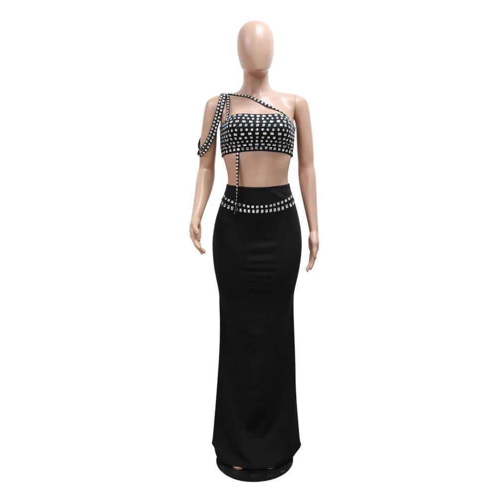 Dasani Rhinestone Top and Long Skirts Sets