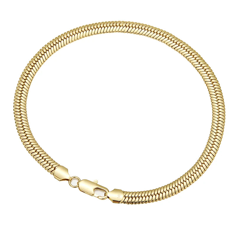 10mm wide Stainless Steel Blade Chain Flat Snake Bone Link Chain Necklace (14K Gold Color)