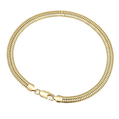 10mm wide Stainless Steel Blade Chain Flat Snake Bone Link Chain Necklace (14K Gold Color)