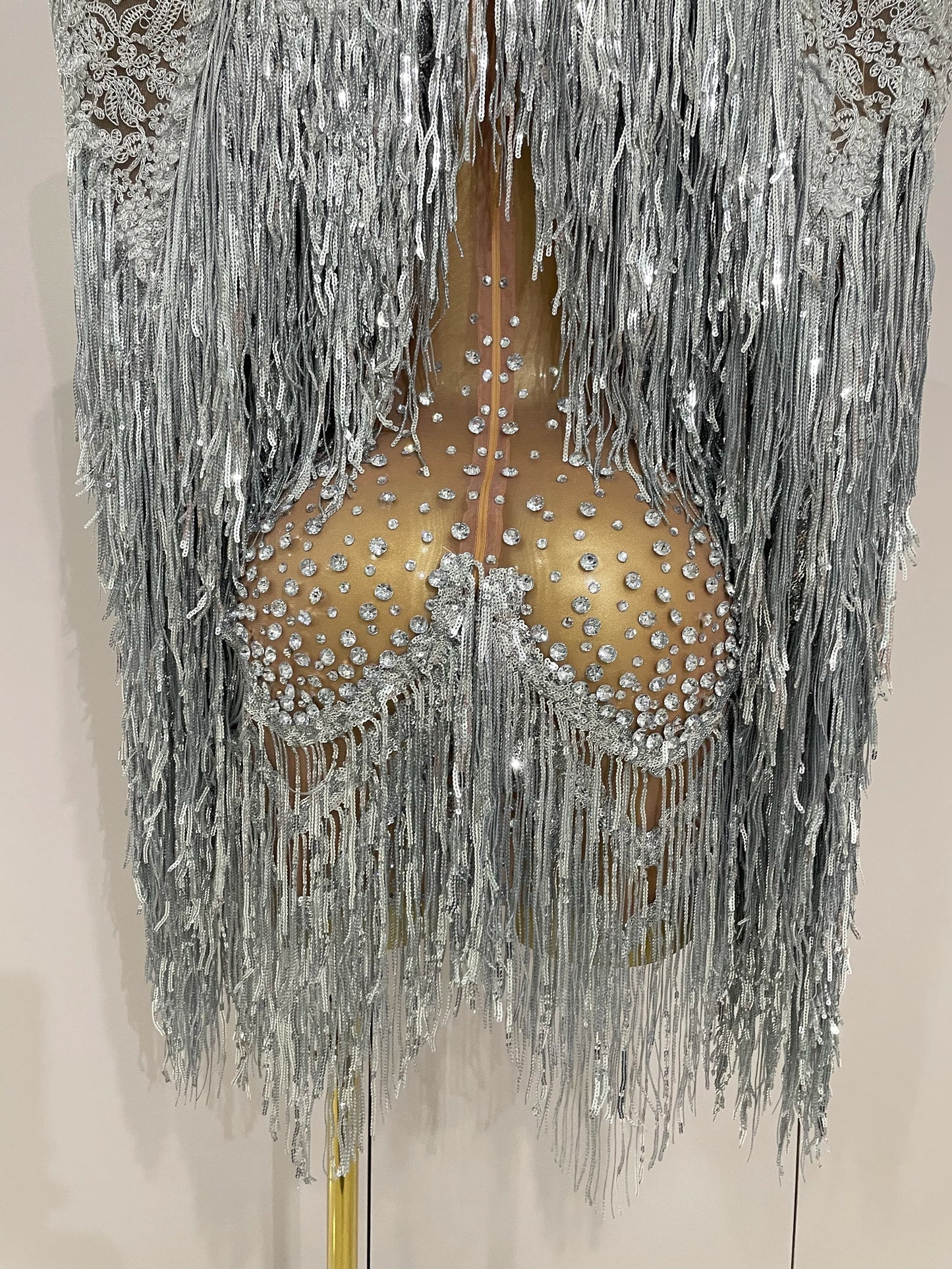 Luxury Sparkly Rhinestone Sequin Tassel Coat + Dress