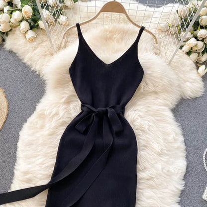 Chic Split Knitted Elastic Bodycon Dresses Streetwear