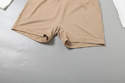 Daily Contrast Patchwork Full Sleeve Jacket+Shorts Simple Sporty Street Outfits