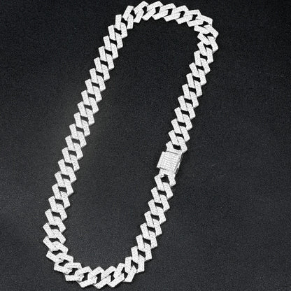 Punk Cuban Chain Stylish Sliver Cuban Chain+Bracelet 2-in-1 Set Personality Trend Street Style Jewelry Gift