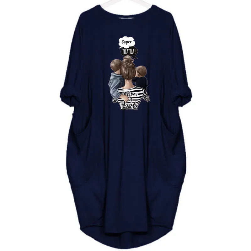 Round Neck Solid Color Long Sleeve Pocket Loose Pullover