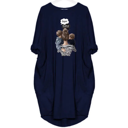 Round Neck Solid Color Long Sleeve Pocket Loose Pullover