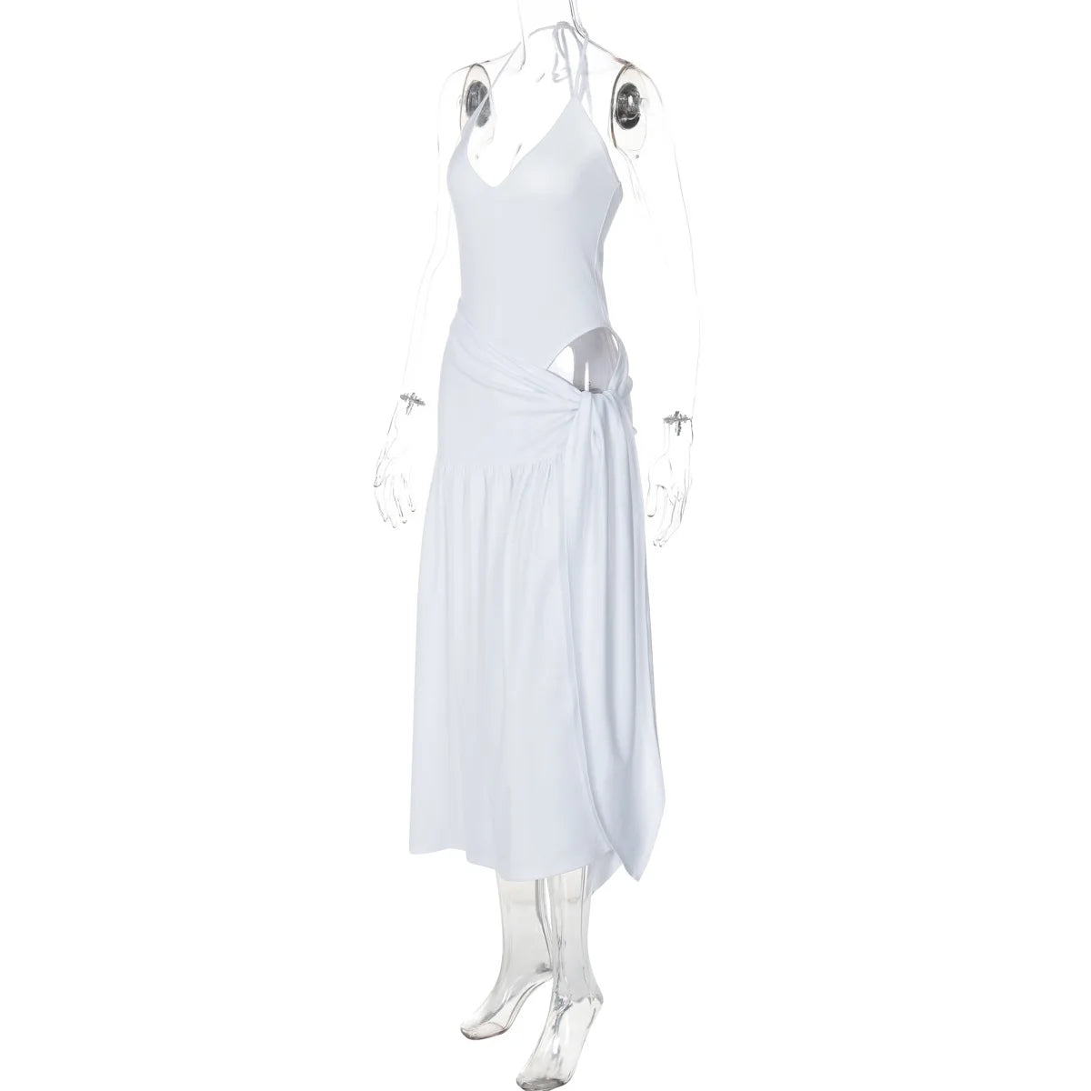 Elegant Halter Bodysuits Tie Up Maxi Skirts Matching Outfits