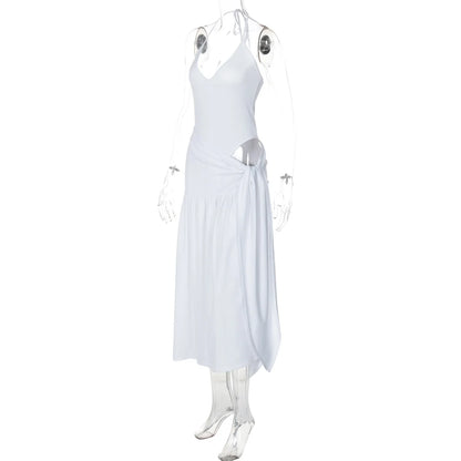 Elegant Halter Bodysuits Tie Up Maxi Skirts Matching Outfits