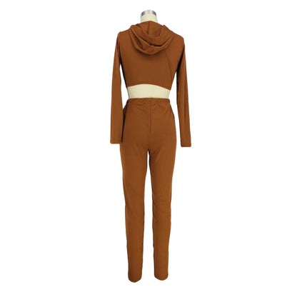 Striped Bandage Full Sleeve O-neck + Pant Sport Sets