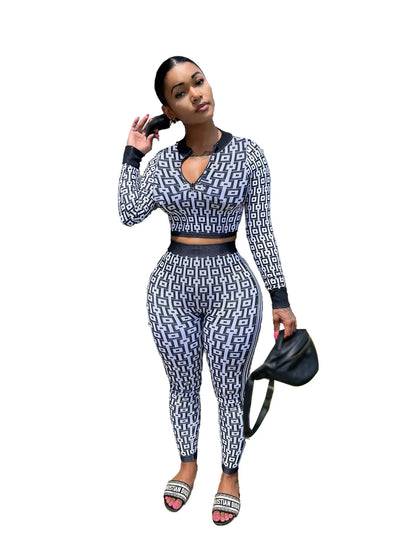 Full Sleeve Top + Long Pant Elastic Waist Y2k Elegant Slim Pant Sets [2 pcs.]
