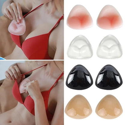 2pcs Silicone Bra Inserts Breast Pads Sticky Push-up Women Bra Cup Thicker Nipple Cover Patch Bikini Inserts