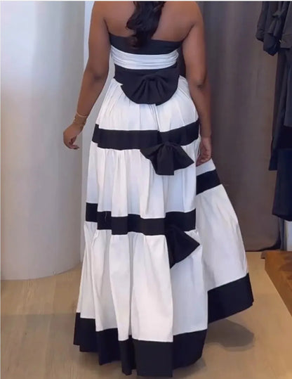 New Elegant Sleeveless Stripes Maxi Dresses