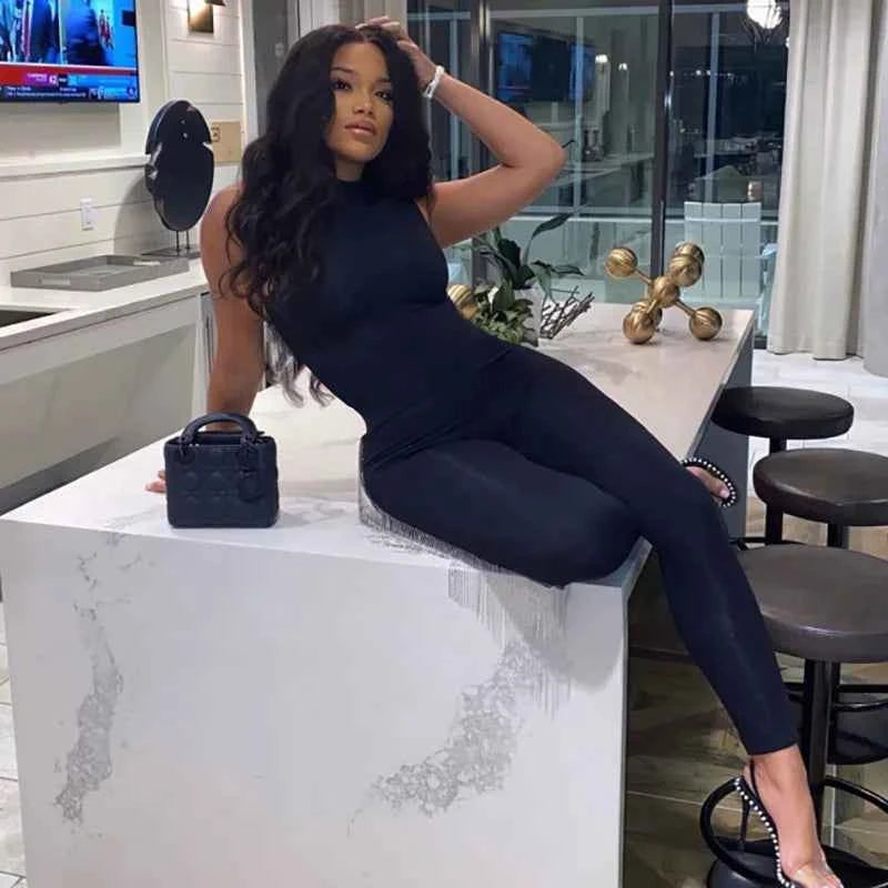 Full Seasons Casual Fitness Sporty Playsuit Sleeveless Slim Activewear All In One Jumpsuit