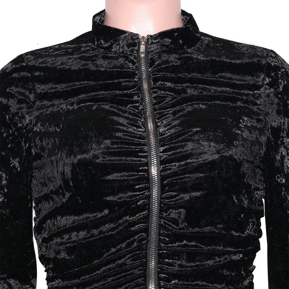 New Winter Fashion Zipper Tops + Slim Pencil Pant Sets