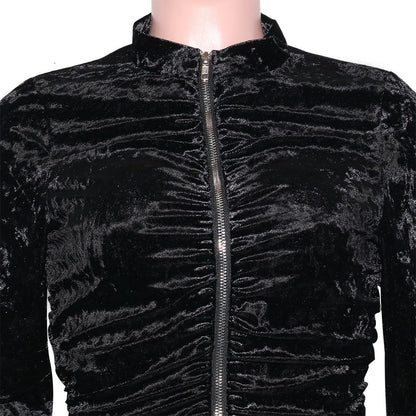 New Winter Fashion Zipper Tops + Slim Pencil Pant Sets