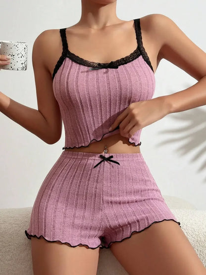 Homewear Crop Tops + Shorts Pajama Loungewear