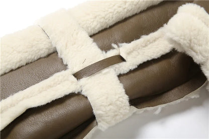 Furry Patchwork Women Crop Jacket Hipster Full Sleeve Open Stitch Hipster Streetwear Warm Outwear Basic Wild Coat